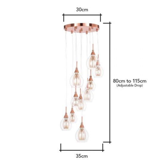 Carmella 10 Light Cluster Copper