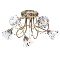 Marianne 5 Light Flush Antique Brass