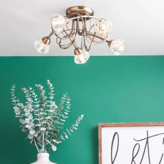 Marianne 5 Light Flush Antique Brass