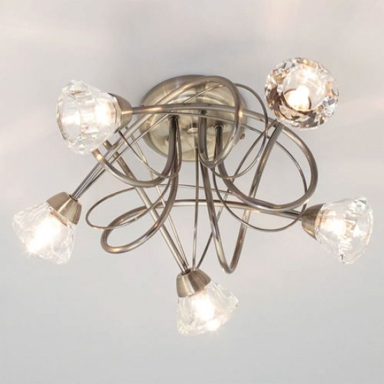 Marianne 5 Light Flush Antique Brass