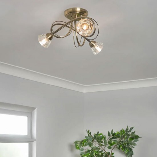 Marianne 3 Light Flush Antique Brass