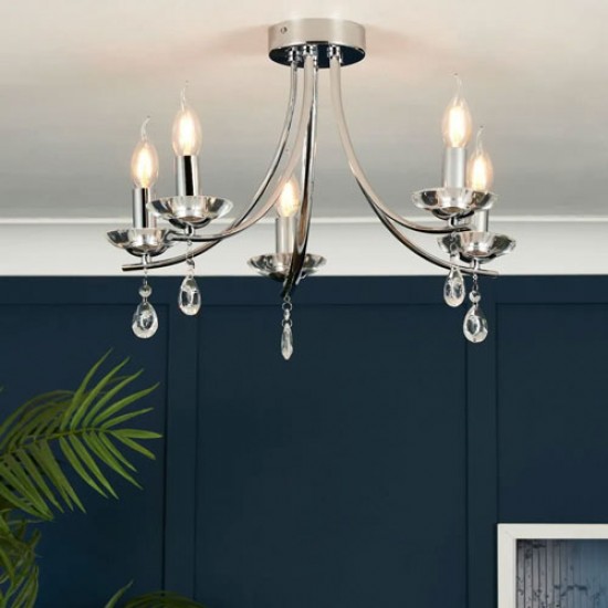 Bugsy Flush Ceiling Light Chrome