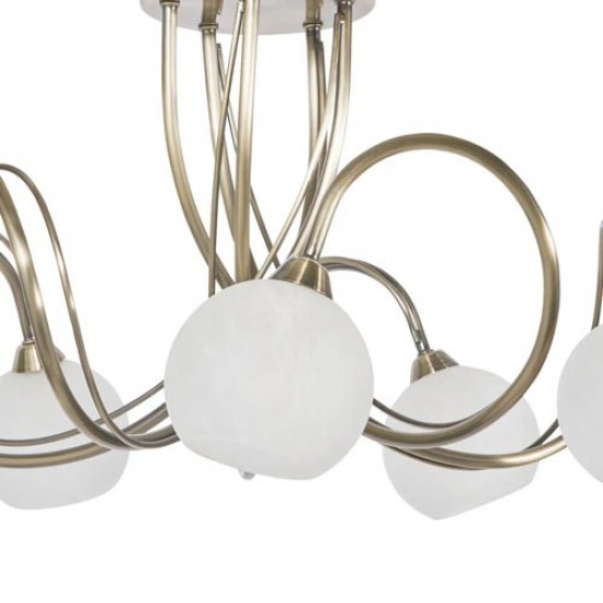 Soni 5 Light Flush Antique Brass