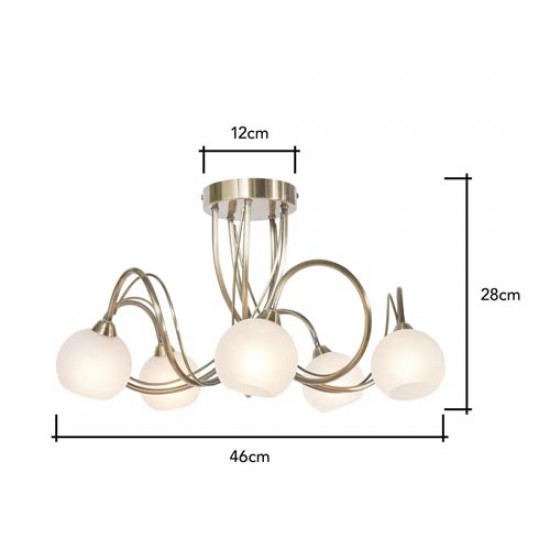 Soni 5 Light Flush Antique Brass