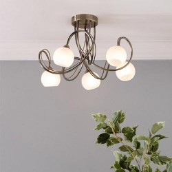 Soni 5 Light Flush Antique Brass