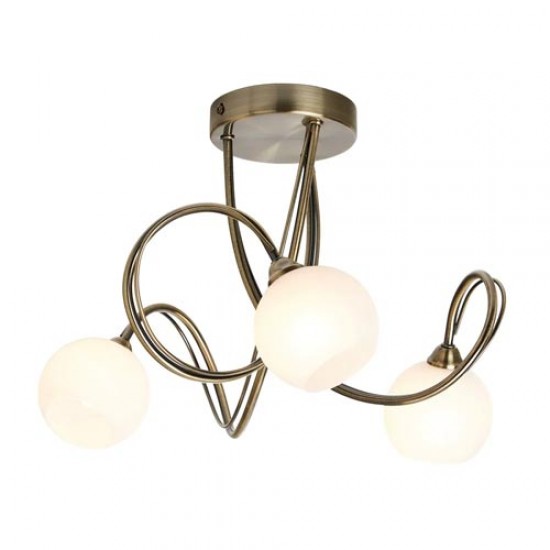 Soni 3 Light Flush Antique Brass 