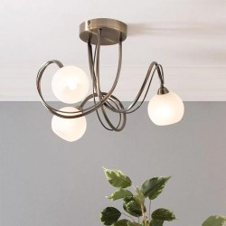 Soni 3 Light Flush Antique Brass 