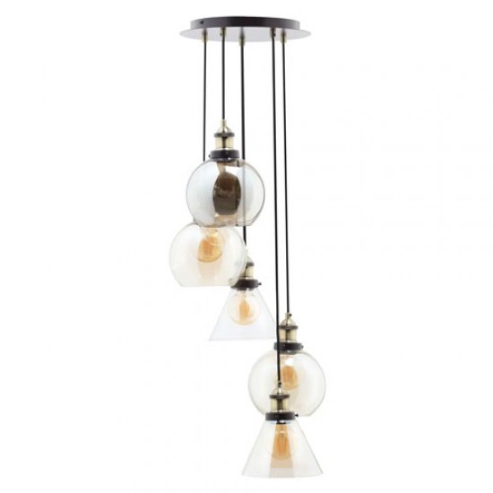 Carter 5 Light Cascading Pendant Bronze/Brass 