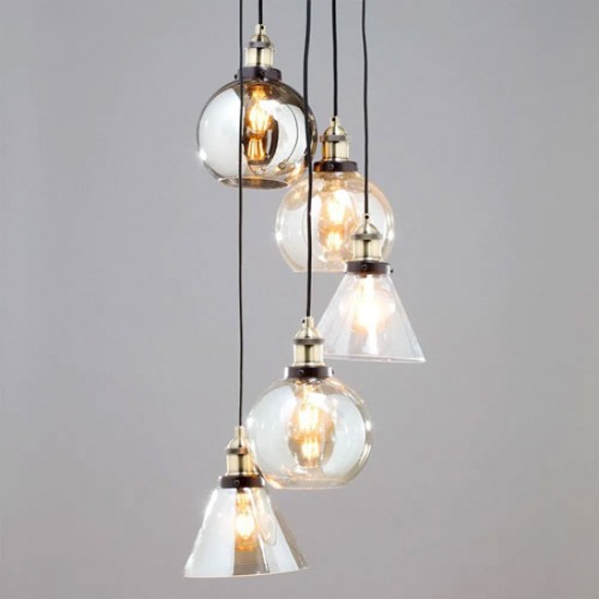 Carter 5 Light Cascading Pendant Bronze/Brass 