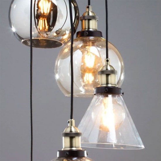 Carter 5 Light Cascading Pendant Bronze/Brass 