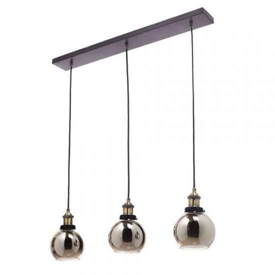 Carter 3 Light Diner Pendant Bronze/Brass/Smoke