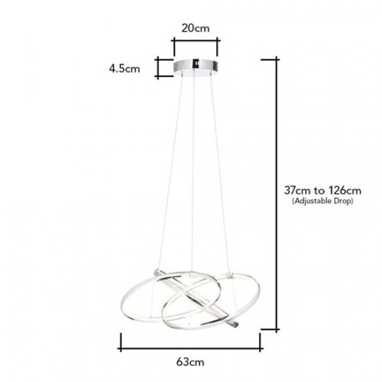 Sola LED Triple Ring Pendant Chrome