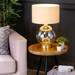 Metro Large Ball Table Lamp Champagne/Natural/Satin Brass