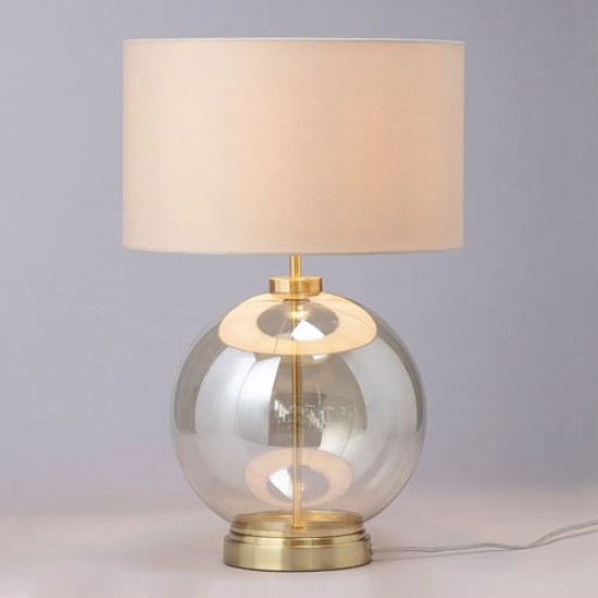 Metro Large Ball Table Lamp Champagne/Natural/Satin Brass