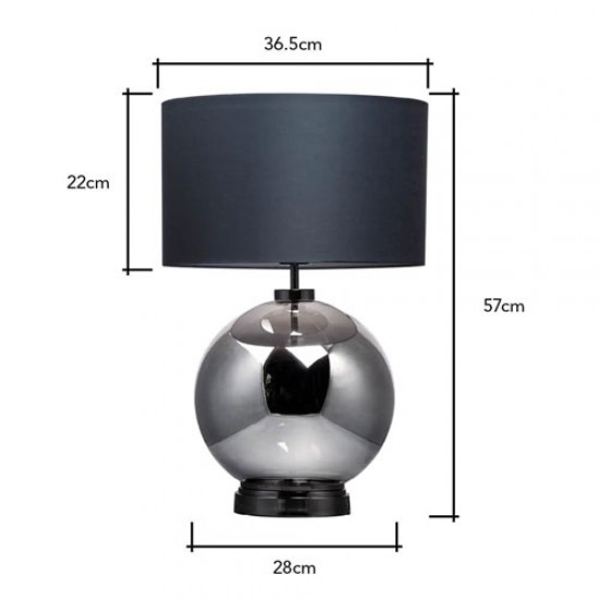 Metro Large Ball Table Lamp Smoke/Dark Grey/Black Nickel