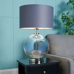 Metro Large Ball Table Lamp Iridescent/Mid Grey/Polished Nickel 
