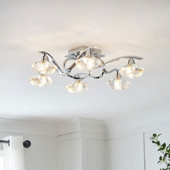 Bella 6 Light Flush Chrome