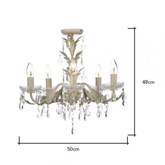 Paisley 5 Light Flush Cream/Gold