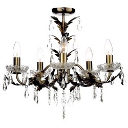 Paisley 5 Light Flush Antique Brass
