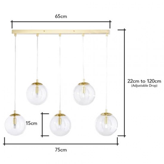 Milton 5 Light Pendant Gold
