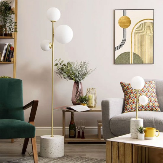 Forella Floor Lamp White/Brass