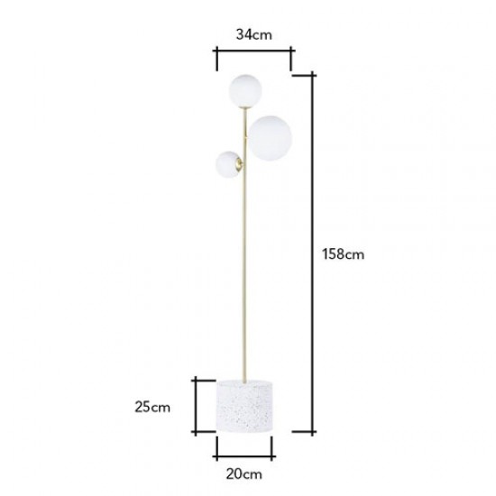 Forella Floor Lamp White/Brass