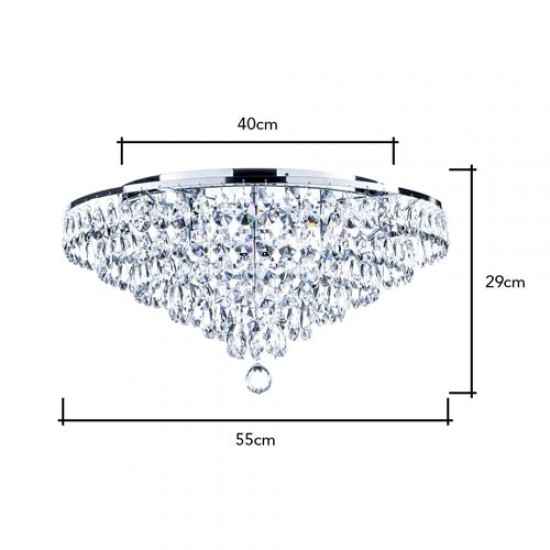 Elsa 55cm Crystal Diamond Flush Chrome