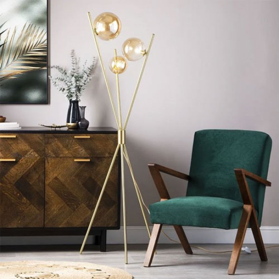 Lincoln Tripod Floor Lamp Satin Brass