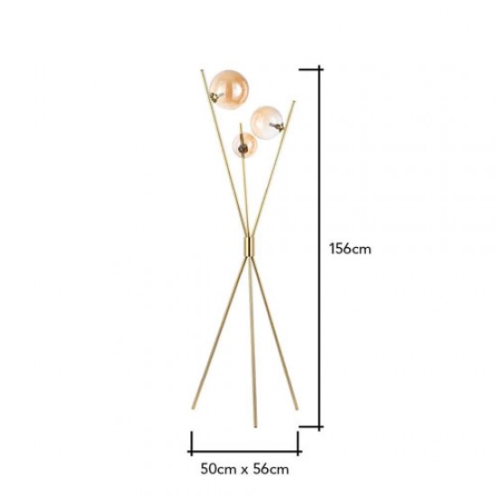Lincoln Tripod Floor Lamp Satin Brass