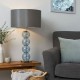 Metro Ball Stacked Table Lamp with Blue Glass Base, Nickel