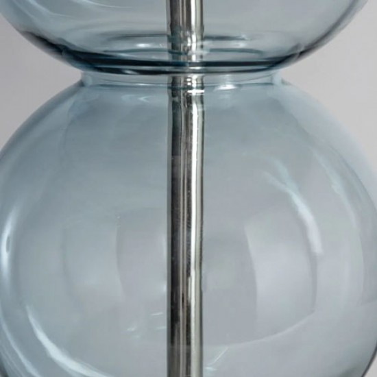 Metro Ball Stacked Table Lamp with Blue Glass Base, Nickel