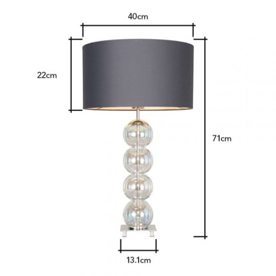 Metro Stacked Ball Table Lamp Iridescent/Mid Grey/Polished Nickel