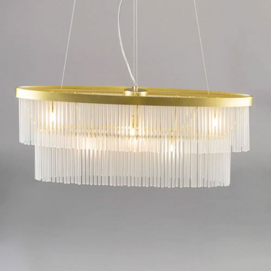 Aubrey Oval Diner Pendant Satin Brass