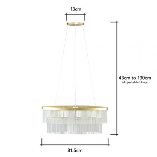 Aubrey Oval Diner Pendant Satin Brass