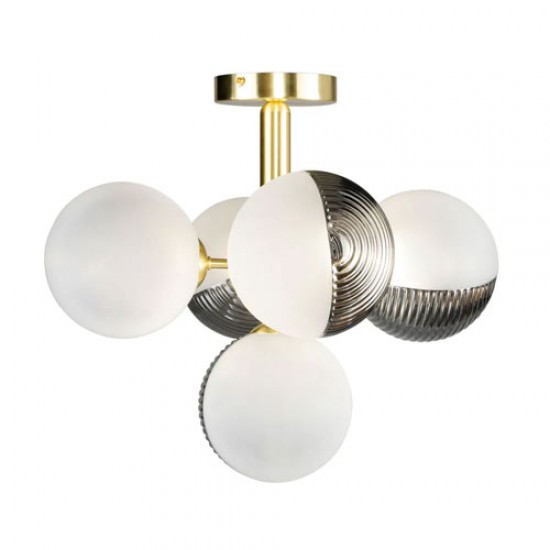 Emile 5 Light Ceiling Light Brass/Smoke