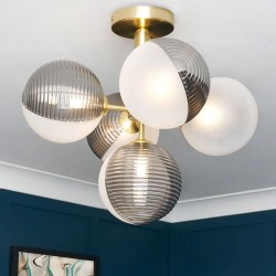 Emile 5 Light Ceiling Light Brass/Smoke