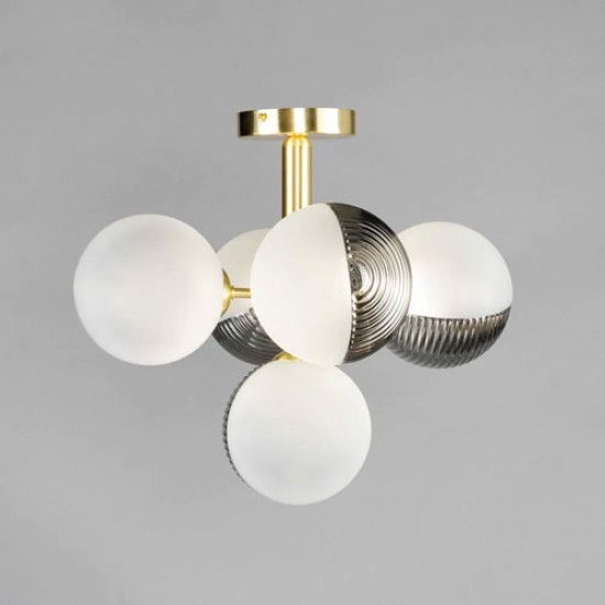 Emile 5 Light Ceiling Light Brass/Smoke