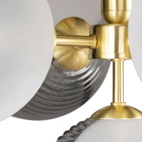 Emile 5 Light Ceiling Light Brass/Smoke