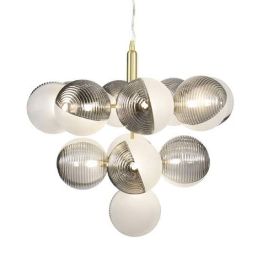Emile 13 Light Pendant Brass/Smoke