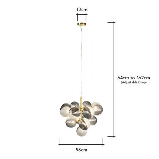 Emile 13 Light Pendant Brass/Smoke