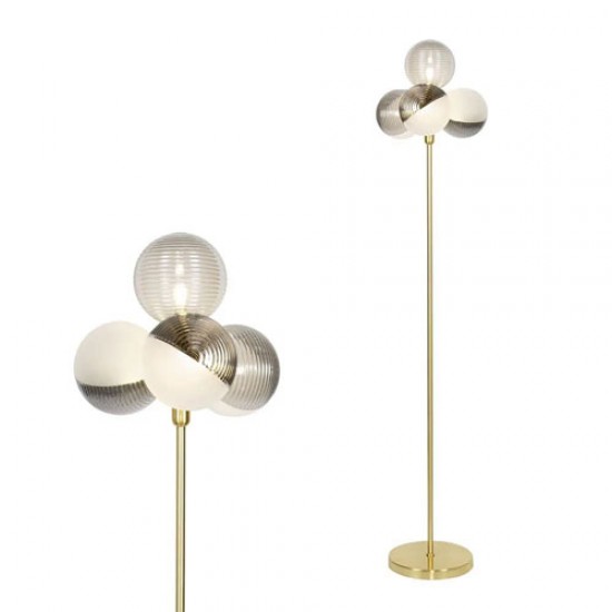 Emile 4 Light Floor Lamp Satin Brass