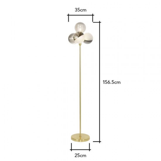 Emile 4 Light Floor Lamp Satin Brass