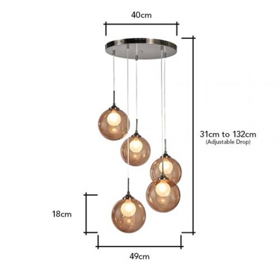 Peatrice 5 Light Pendant Black Nickel