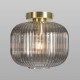 Lyna Smoked Glass Flush Ceiling Light, Brass