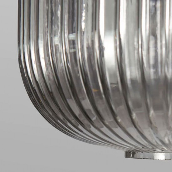 Lyna Smoked Glass Flush Ceiling Light, Brass