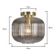 Lyna Smoked Glass Flush Ceiling Light, Brass