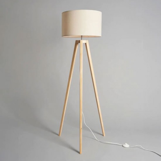Keelye Wooden Tripod Floor Lamp Oak/Natural