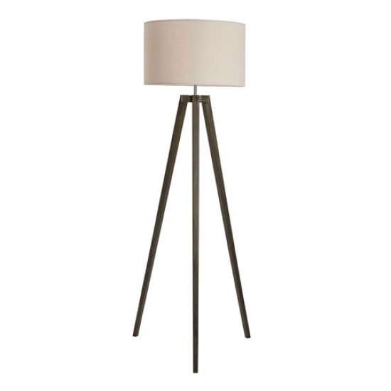 Keeley Wooden Tripod Floor Lamp Dark Walnut/Natural