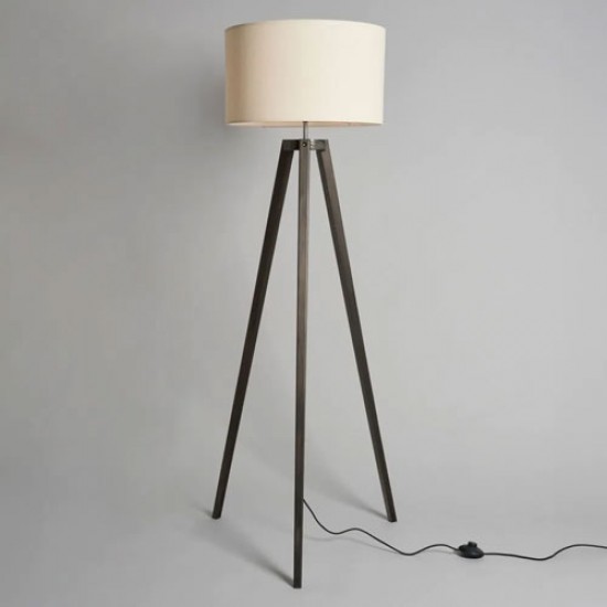 Keeley Wooden Tripod Floor Lamp Dark Walnut/Natural