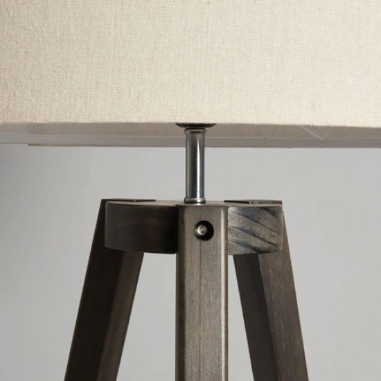 Keeley Wooden Tripod Floor Lamp Dark Walnut/Natural